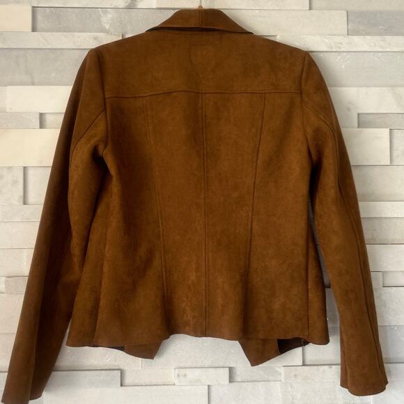 KUT FROM THE KLOTH Carina Faux Suede Drape Moto Jacket Brandy Brown S Boho - Picture 3 of 7